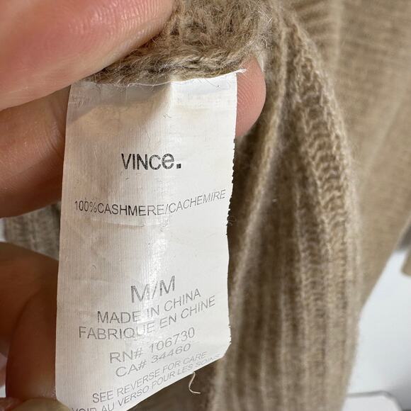 Vince - Light Brown Cashmere Loose Knit Boat Neck Lightweight Sweater - M - Picture 7 of 10